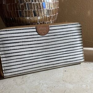 Fossil Black and White Striped Wallet